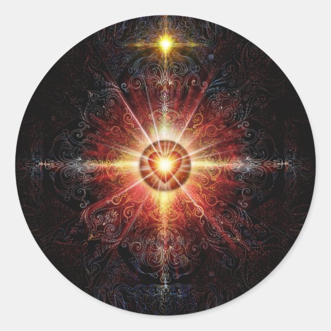 Sticker Rond Heart Mandala Red 2013 (Devant)