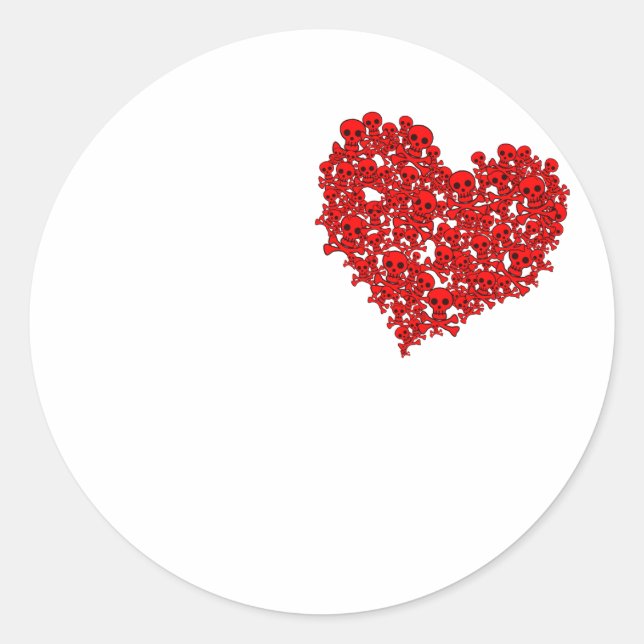Sticker Rond Heart of Skulls - Emo Alternative Grunge Rock Punk (Devant)