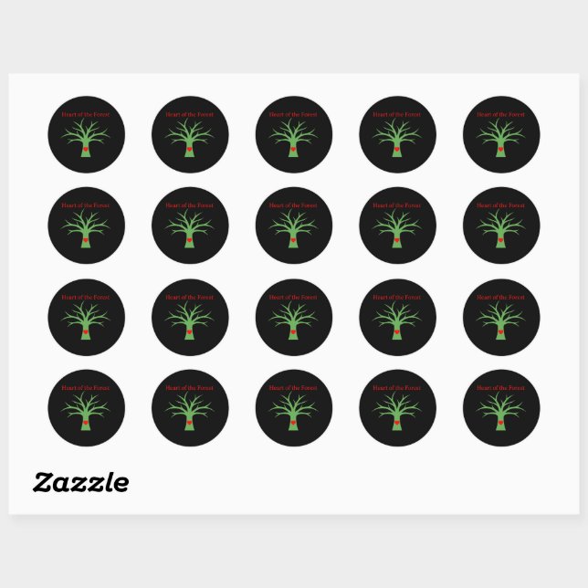 Sticker Rond Heart of the Forest | Minimalist Nature Love Tree  (Feuille)
