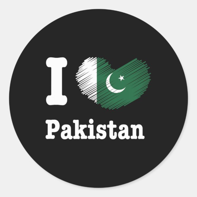 Sticker Rond Heart Pakistan Azadi Moubarak Dil Day Fier Ro (Devant)