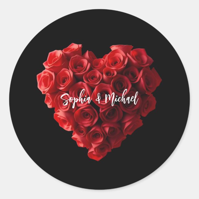Sticker Rond Heart Shaped Red Roses- (Devant)