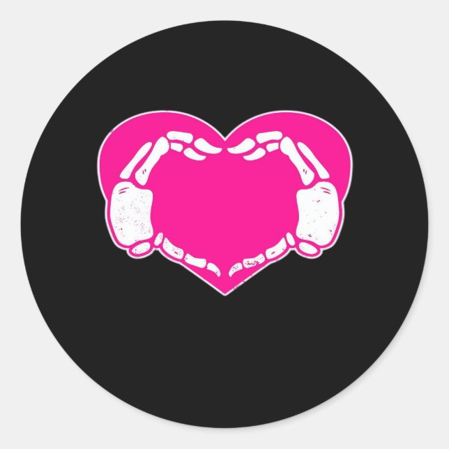 Sticker Rond Heart Skeleton mains gothique Valentine classique (Devant)