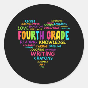 Sticker Rond Heart Tee Équipe de 4e année Enseignant Retour T