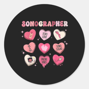 Sticker Rond Heart Valentines Jour Sonographe Ultrasound Techno