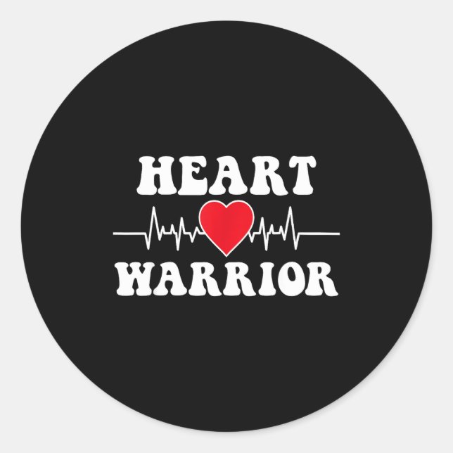 Sticker Rond Heart Warrior Heart Disease Awareness Month Red He (Devant)