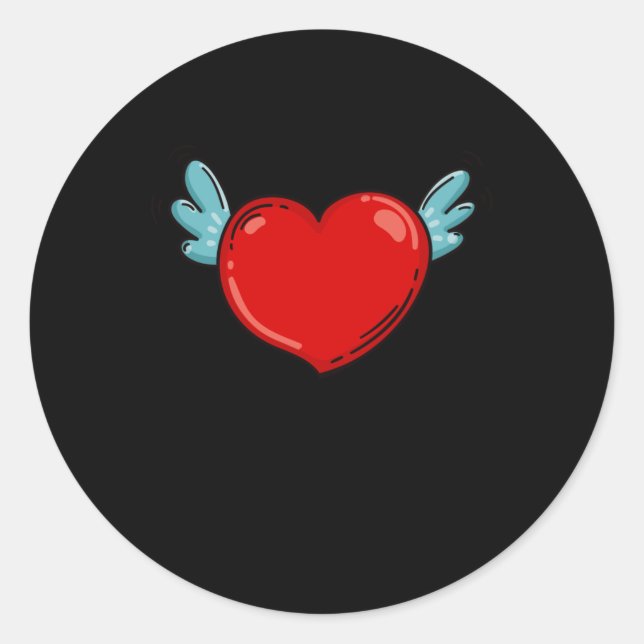 Sticker Rond Heart With Wings Love Valentine's Day (Devant)