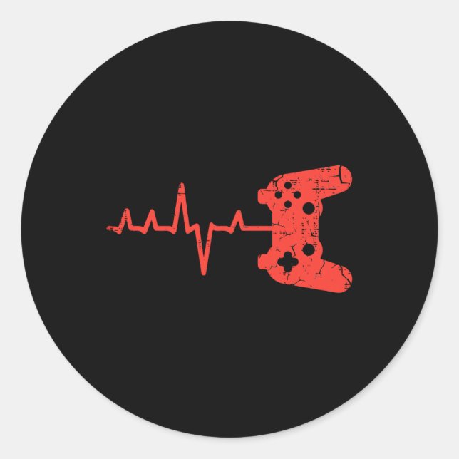 Sticker Rond Heartbeart Game Controller Vidéo Jeu Hommes Garçon (Devant)