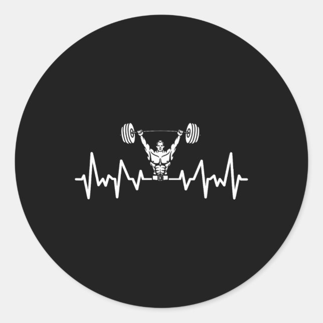 Sticker Rond Heartbeat Barbell Bodybuilding Gym (Devant)