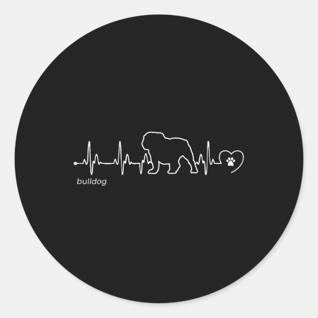 Sticker Rond Heartbeat - Bulldog (Devant)