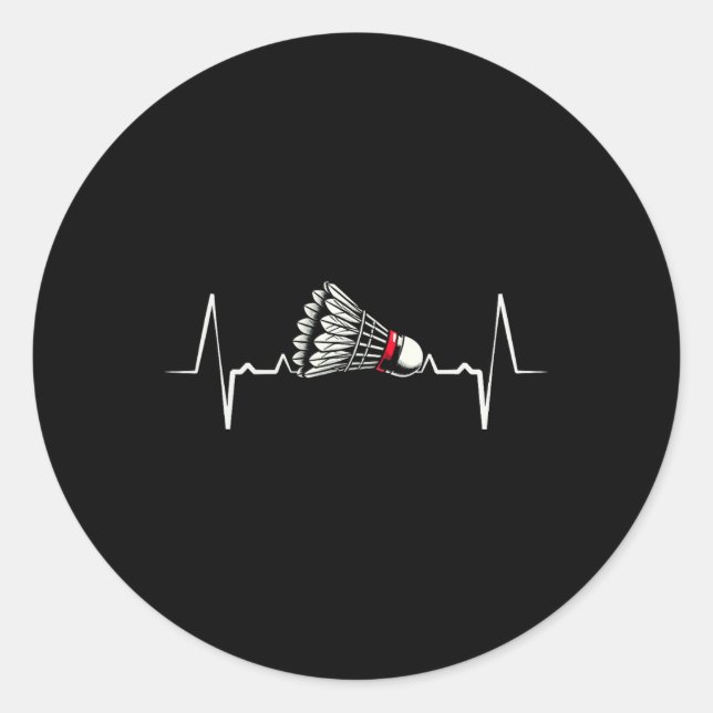 Sticker Rond Heartbeat Ecg Shuttle Badminton Player Shuttle 2 (Devant)