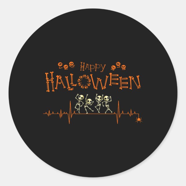Sticker Rond Heartbeat Happy Halloween Doctor Nurse (Devant)