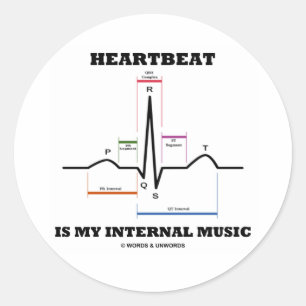 Sticker Rond Heartbeat Is My Internal Music (ECG/EKG)
