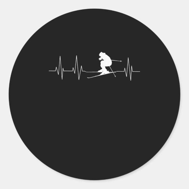 Sticker Rond HeartBeat Skiing (Devant)