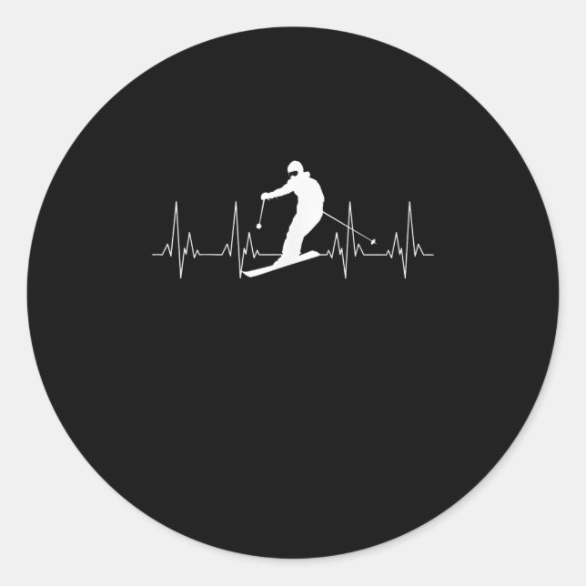 Sticker Rond Heartbeat Skiing Venin pour skis (Devant)