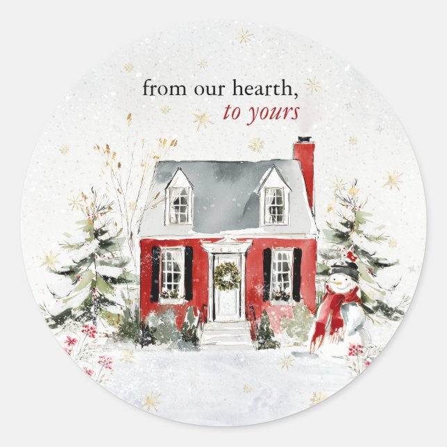 Sticker Rond Hearthlight Notes Winter Cozy Home Personalized (Devant)