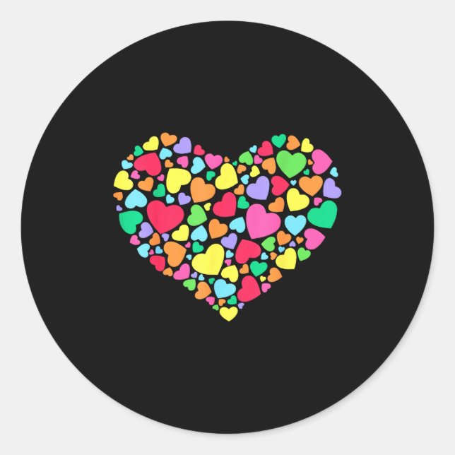 Sticker Rond Hearts Kids School Valentines Day Girls Boys  (Devant)