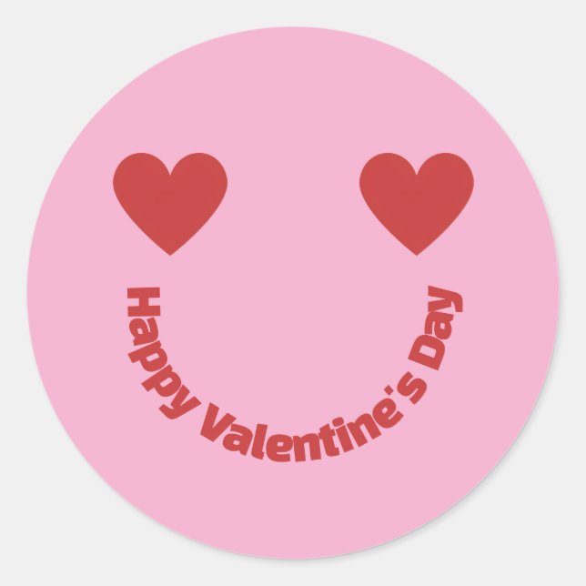 Sticker Rond Hearts Smile Happy Valentine's Day Message (Devant)