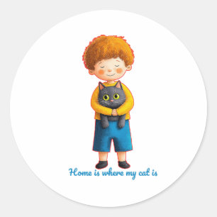 Sticker Rond  Heartwarming Feline Love