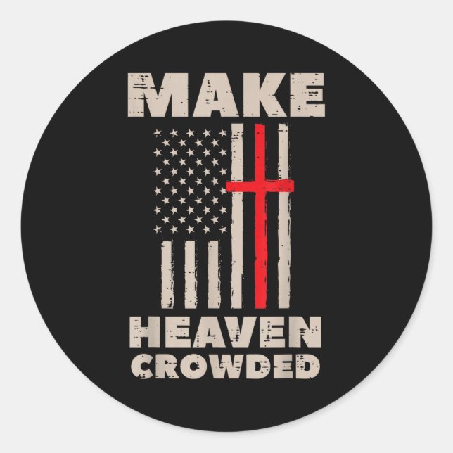 Sticker Rond Heaven Us Flag Patriotic Christian Religious God J (Devant)