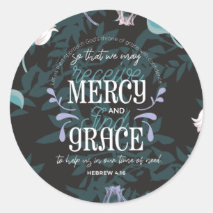 Sticker Rond Hébreu 4:16 citations noir ver