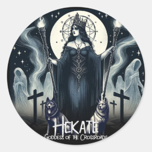 Sticker Rond Hécate Déesse des Carrefours Esprits Fantomatiques
