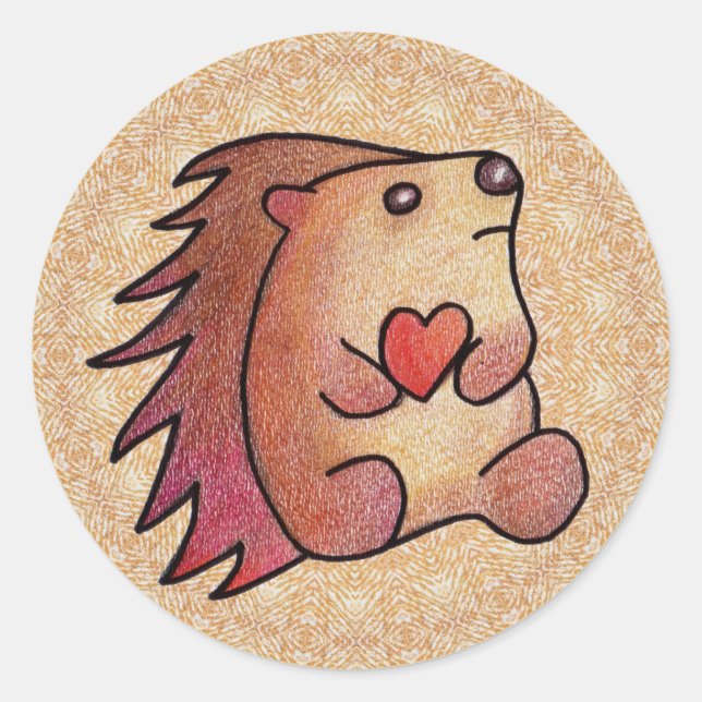 Sticker Rond Hedgehog Love ! (Devant)