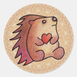 Sticker Rond Hedgehog Love !