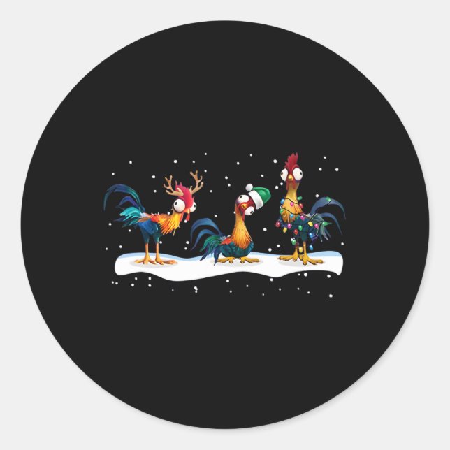 Sticker Rond Hei Hei Chicken Christmas - Uni (Devant)