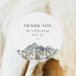Sticker Rond HEIDI Fleur sauvage de la montagne Merci<br><div class="desc">La collection de Mariages HEIDI présente des fleurs sauvages d'aquarelle boho à la base d'une montagne. Cette oeuvre est associée à une combinaison de polices serif intemporelle qui crée un look bohème moderne. Associez cet autocollant à n'importe quoi dans la collection HEIDI complète pour l'aspect complet de l'événement.</div>