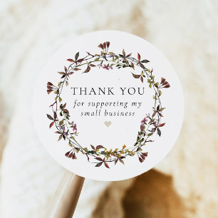 Sticker Rond HEIDI Musique Boho Fleur sauvage Petite entreprise