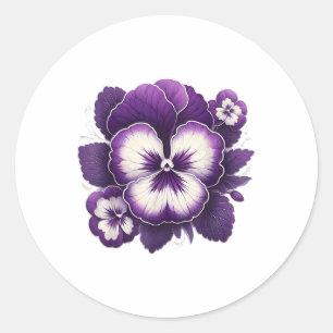 Sticker Rond Heimer Purple Floral Pansy Démence Heimers