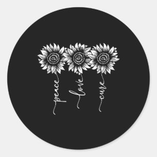 Sticker Rond Heimers Sensibilisation Peace Love Curee Sunflower