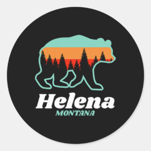 Sticker Rond Helena Montana Pêche Ski Snowboard Ours