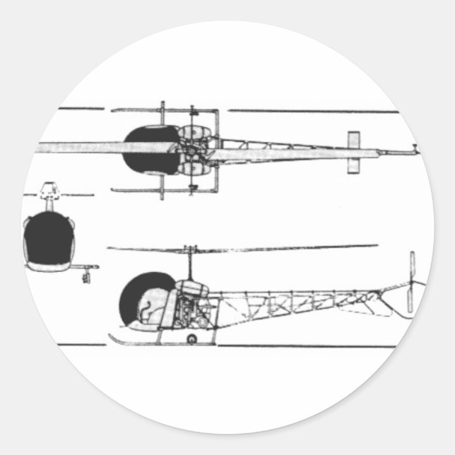 Sticker Rond Hélicoptère Bell 47 (Devant)