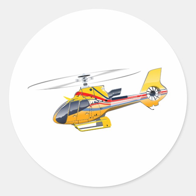 Sticker Rond Hélicoptère de dessin (Devant)