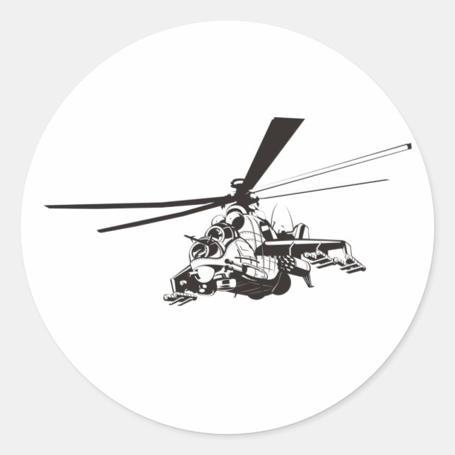 Sticker Rond Hélicoptère de dessin animé "Hind" (Devant)