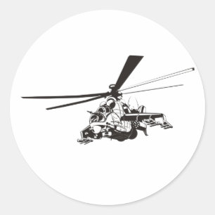 Sticker Rond Hélicoptère de dessin "Hind"