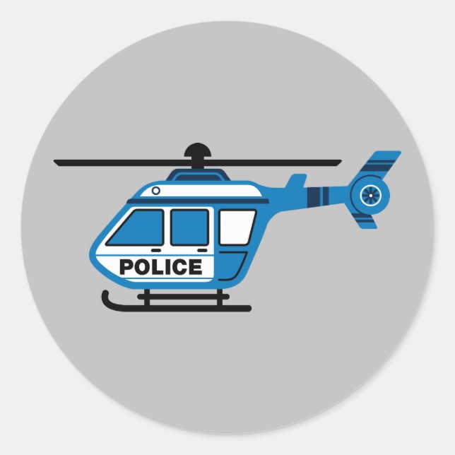 Sticker Rond Hélicoptère de police Animé (Devant)