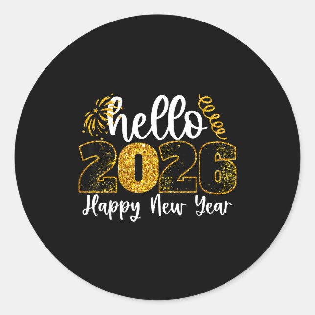 Sticker Rond Hello 2026 Happy New Year Countdown Party Family M (Devant)