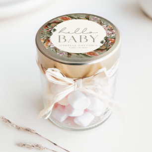 Sticker Rond HELLO BABY   Botanique Boho Sage Favor