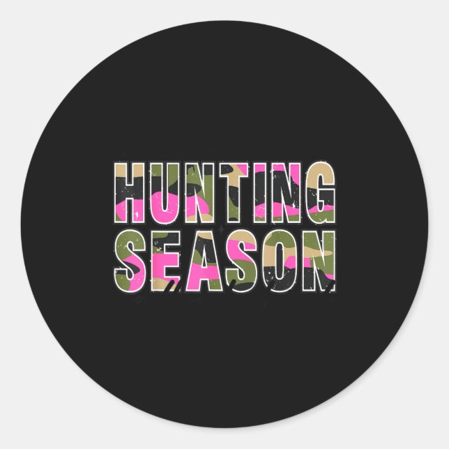 Sticker Rond Hello Deer Season Goodbye Boyfriend Camo Flag Hunt (Devant)