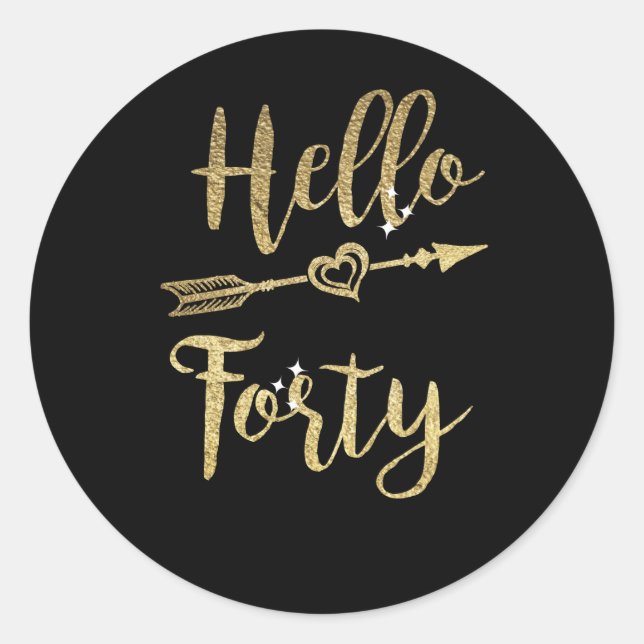 Sticker Rond Hello Forty Birthday (Devant)