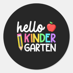 Sticker Rond Hello Kindergarten Team Kinder Back to School Teac