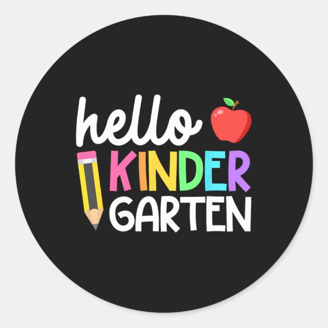 Sticker Rond Hello Kindergarten Team Kinder Back to School Teac (Devant)