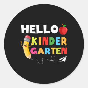 Sticker Rond Hello Kindergarten Team Kindergarten Retour à l'éc