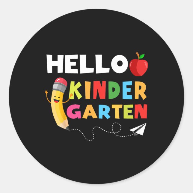 Sticker Rond Hello Kindergarten Team Kindergarten Retour à l'éc (Devant)