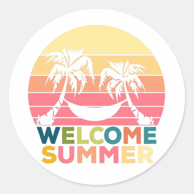 STICKER ROND HELLO SUMMER (Devant)