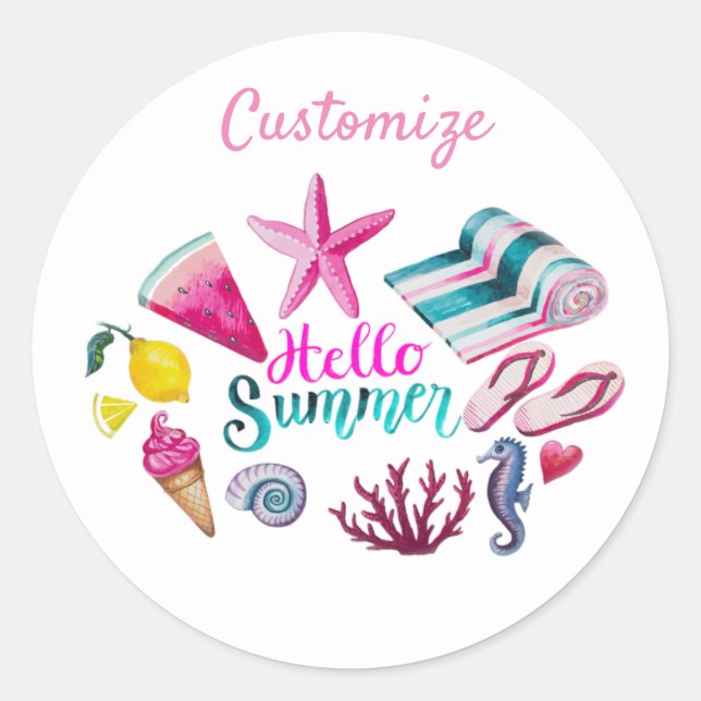 Sticker Rond Hello Summer (Devant)