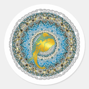 Sticker Rond Henna Elephant Mandala Ganesha Cadeaux Mindfulness