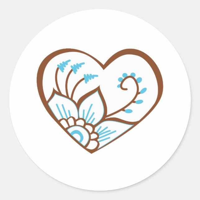 Sticker Rond Henna Heart Blue (Devant)